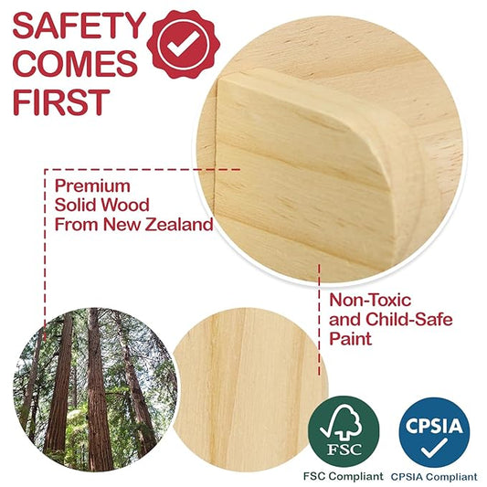 Monläurd® Wooden Baby Pull Up Bar – Montessori Wall-Mounted Handrail for Toddlers Learning to Stand, Balance & Walk, Safe Indoor Support for Early Motor Skill Development