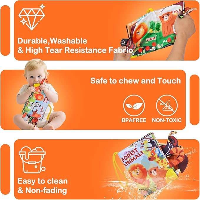 Baby Books 0-6 Months,Crinkle Books for Babies,Infant Tummy Time Toy High Contrast Sensory Book for Babies,Touch Feel Book for Newborn 0-6-6-12 Months Early Learning Toy