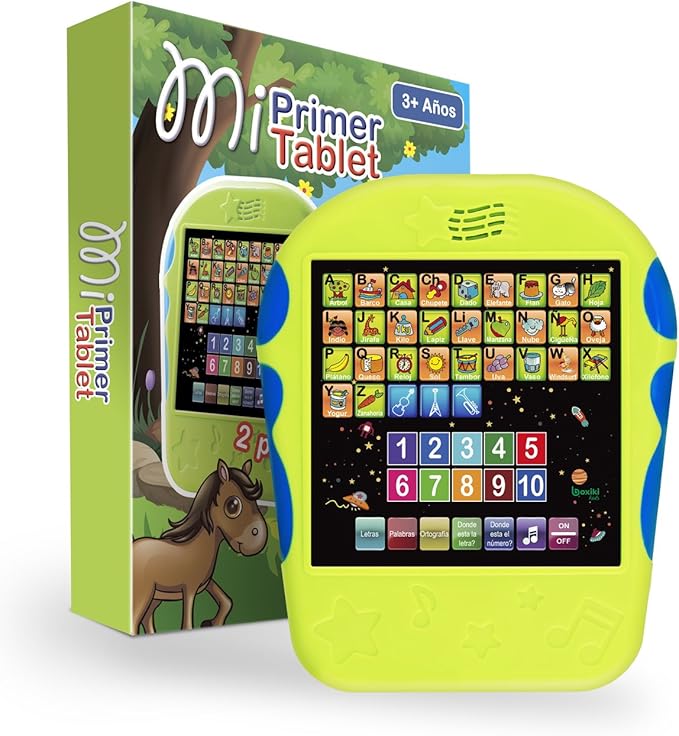 Spanish Learning Tablet for Kids - Bilingual Toy for Toddlers to Learn Spanish ABC, Numbers, Spelling, “Where is?” Game, Melodies, Animals and Sounds - 3 Years and Up