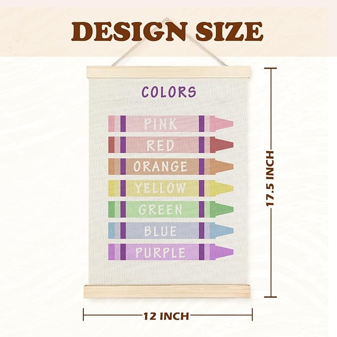 Supwhd Shapes Colors Posters for Classroom Wall, Shapes Colors Learning Poster Hanger Frame Wall Decor for Classroom Nursery Kids Room Playroom Preschool Decor, 12x16 Set of 2（Purple）