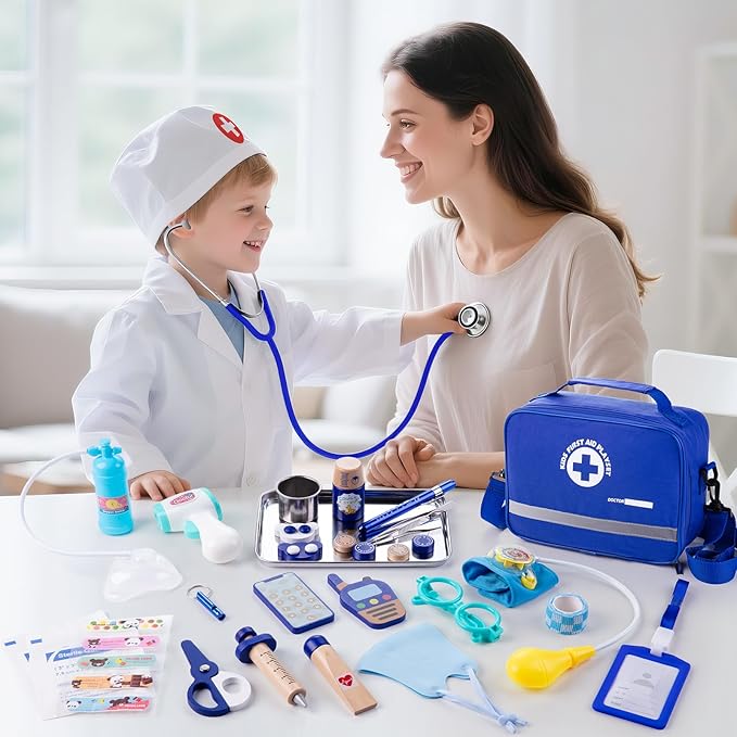 Doctor Kit for Kids, 35 Pcs Kids Doctor Kit for Toddlers 3-5 with Medical Storage Bag & Real Stethoscope, Pretend Play Doctor Set for Fun Role Playing Game