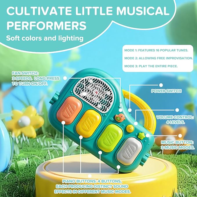 Baby Play Mat Kick and Play Piano Gym，Baby Floor Play Gym Tummy Time Mat，Baby Activity Mat with Music Lightsat and Sensory Toys Boy & Girl Gifts for Infant Newborn 0 to 3 6 9 12 Months (Blue)