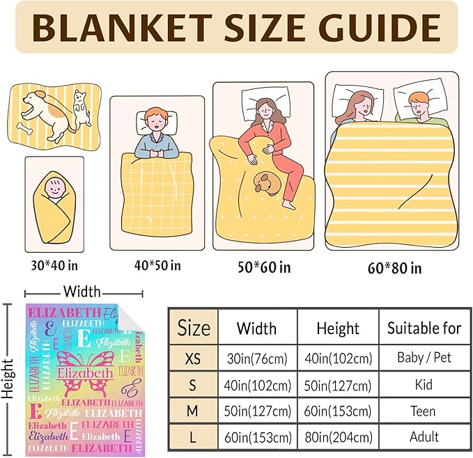 Butterfly Blanket and Throw, Personalized Girls Blankets for Kids, Women, Soft Cozy & Warm Butterfly Throws for Sofa Office Trip Chairs Camping, 4 Sizes for Toddler/Children/Teens/Adults