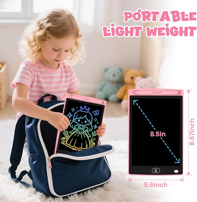 2 Pack LCD Writing Tablet for Kids, Erasable and Reusable Toddler Doodle Board in 8.5 inch, Ideal Educational Drawing Pad for Learning Toy for Ages 3-8 Gifts for Girls Boys