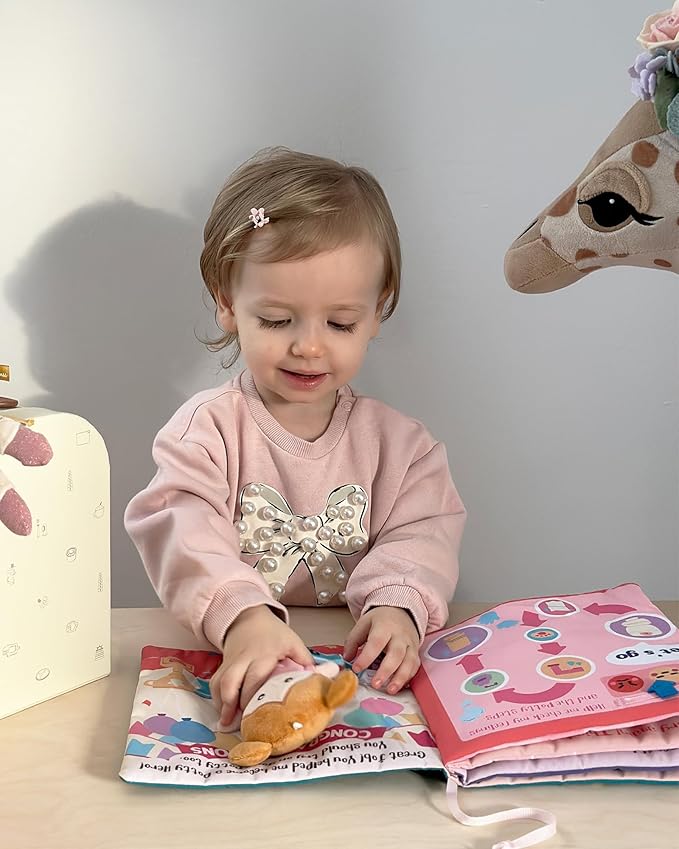 LeyaDoll Interactive Sensory Soft Cloth Book, Educational Crinkle Quiet Activity Busy Book for Babies,Toddler Travel Toy Gift for Boys and Girls (Hello Potty)