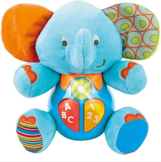 KiddoLab Plush Elephant Baby Toys - Musical Stuffed Animals with 3 Light-Up Buttons, 4 Children's Nursery Songs & Sound Effects - Soft Learning Toy for 3 Months & Olds Infants, Babies & Toddlers