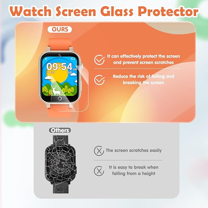 Luyiilo Kids Games Watch, with 26 Puzzle Games, Touch Screen, HD Camera, Alarm Clock, Toys for Ages 3-12 Years Old.Birthday Gift for Boys Girls (Orange)