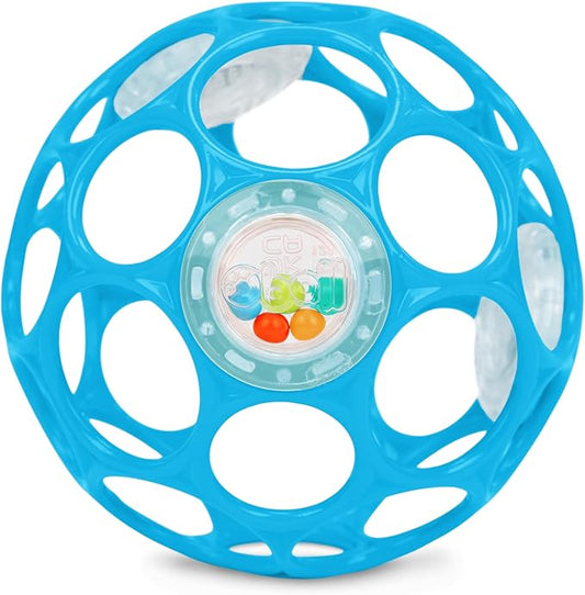 Bright Starts Oball Easy-Grasp Rattle BPA-Free Infant Toy in Blue, Age Newborn and up, 4 Inches