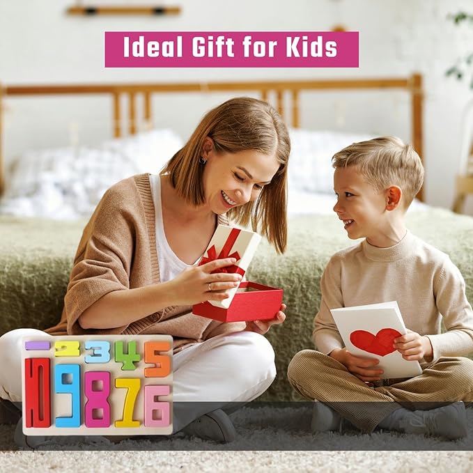 10PCS Wooden Number Building Blocks Montessori 1-10 - Wooden Stacking Numbers Math Toys, Friends of Ten Number Blocks, Basic Number Counting Blocks with Play Guide, Number Toys for Toddlers 1-3