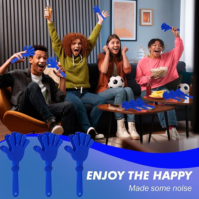 36 Pcs Hand Clappers Noisemakers 7.5 Inch Clappers Noisemakers Plastic Hand Clappers for Birthdays Game Football Sporting Events Cheers Supplies Dance Basketball Football Noisemakers（Blue）
