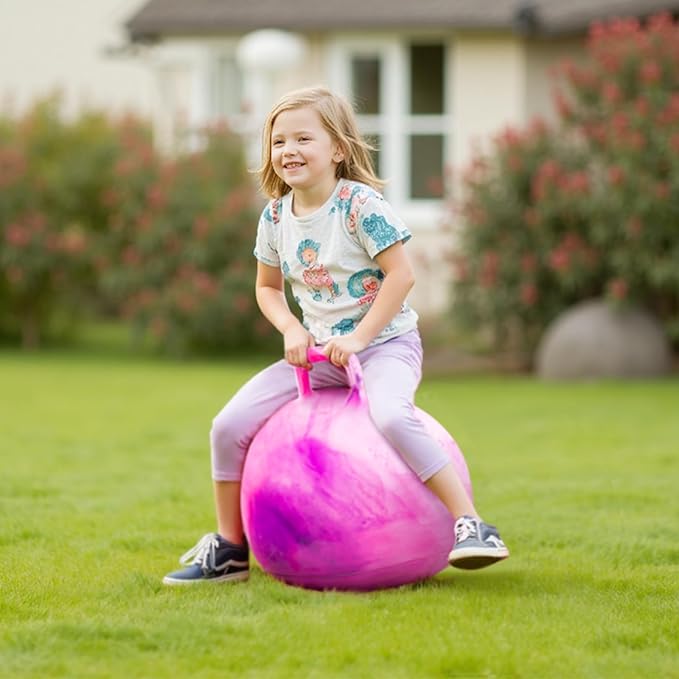 EVERICH TOY Hopper Ball for Kids 7-12, 20In Ride On Bouncy Balls with Handle, Purple Pink Clouds Inflatable Christmas Hopping Toys Gifts for Girls Boys, Indoor Outdoor Active Play Toys