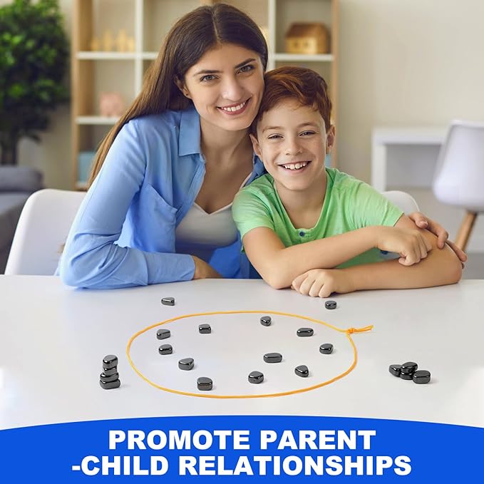 Magnetic Chess Set with 32 Travel-Stones, 3 String & Portable Storage Bag, Strategy Board Game for Family Game Night, Indoor Outdoor Use for Kids Adults (Age 9+)