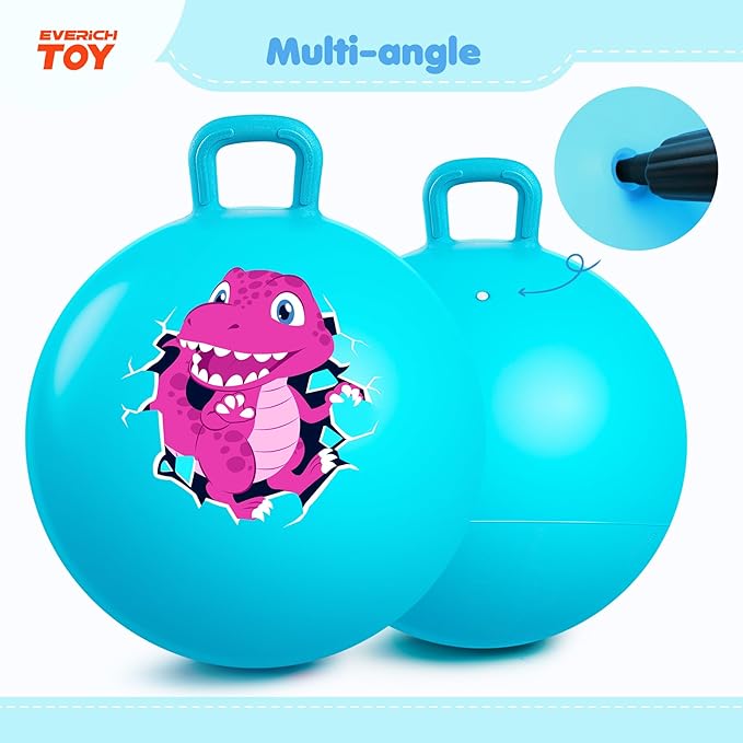 EVERICH TOY Hopper Ball for Kids 4-8, 18In Dinosaur Hoppity Hop Ball, Sit On Bouncy Balls with Handle, Indoor Outdoor Christmas Hopping Toys Gifts for Boys Girls