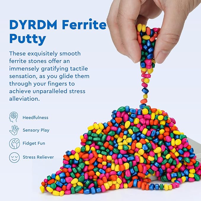 1000+ Original Ferrite Putty Multicolo, Fidget Toy Ferrite Stones for Stress Relief, Sensory Toy for Adults & Teens 14+, Holiday Stocking Stuffer, Ferrite Rocks Fidget Present for Office