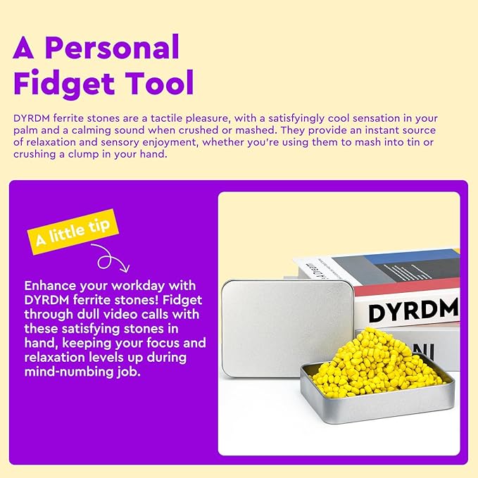 1000+ Original Ferrite Putty Yellow, Fidget Toy Ferrite Stones for Stress Relief, Sensory Toy for Adults & Teens 14+, Holiday Stocking Stuffer, Ferrite Rocks Fidget Present for Office