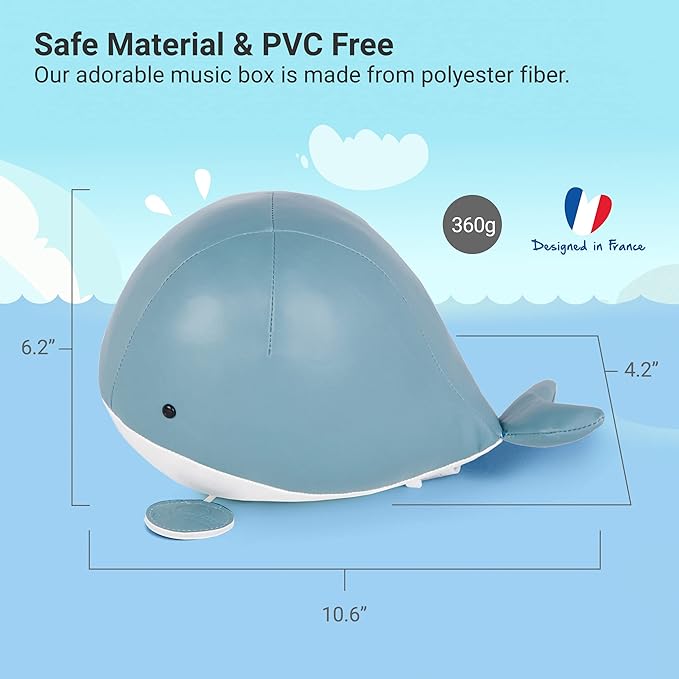 Little Big Friends Musical Baby Toy – Soft Plush Pull-String Cord Classical Toy for Baby & Toddlers | Soothing Stuffed Cuddly Animal Gift | Madelaine The Whale
