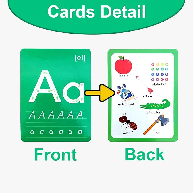 ABC Letter Flash Cards for Toddlers with 5 Dry Erase Pens, Preschool Learning Toys Alphabet Memory Game, 36PCS Double-side Flashcards,Letter Enlightenment, Early Education Flashcards for Kids Ages 1-5