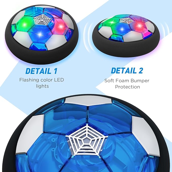 LED Hover Soccer Ball Boy Toys, Air Power Kids Training Ball Playing Football Indoor Outdoor Game, Birthday Gifts for Age 3 4 5 6 7 8-10 Years Old Boys Girls - Soccer (2PCS)