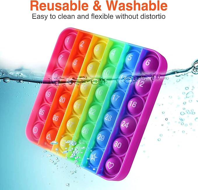 Letters P00p Fidget Toys,ABC Learning and Educational Toys,Poppers Fidget Toys,Stress Relief,Autism Sensory Toys [26 Letters on One Side | Numbers 1-30 on The Other Side] (1 Pack)