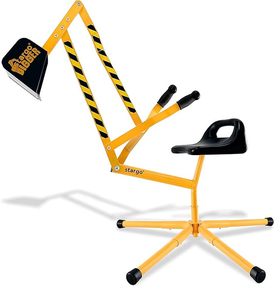 Stargo Sand Digger Kids Excavator Ride on Toy, Beach Toys Outdoor Sandbox Toy Digger for Kids, Solid Steel Rotates 360, Role Play, Sand Toys