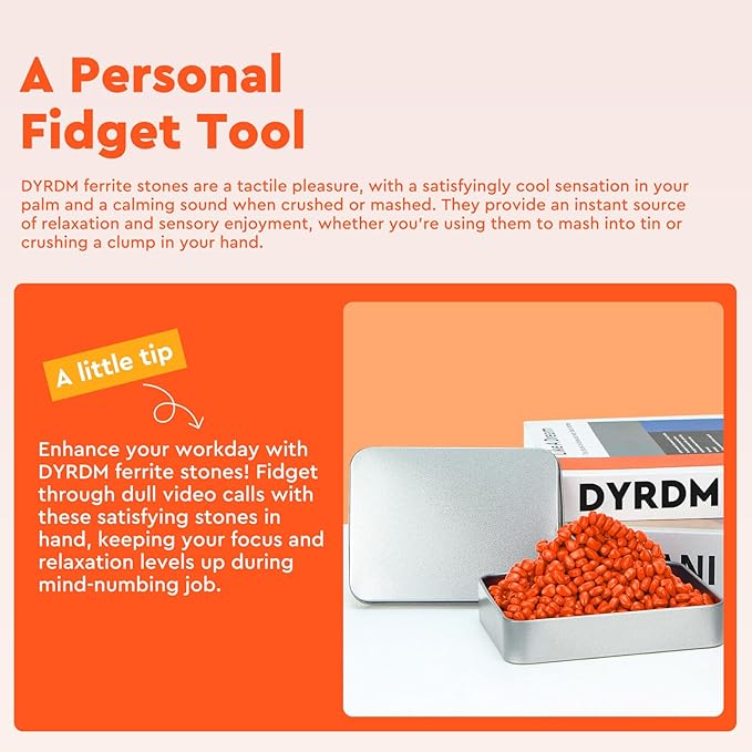 1000+ Original Ferrite Putty Orange, Fidget Toy Ferrite Stones for Stress Relief, Sensory Toy for Adults & Teens 14+, Holiday Stocking Stuffer, Ferrite Rocks Fidget Present for Office