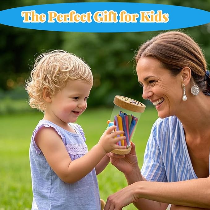 Montessori Wooden Stick Color Sorting Toys for 3 Year Old, Dual Play Educational Preschool Learning Fine Motor Skills Sensory Toys for Toddlers 3-5 Girl Boy Birthday Gifts (Acrylic Bucket)