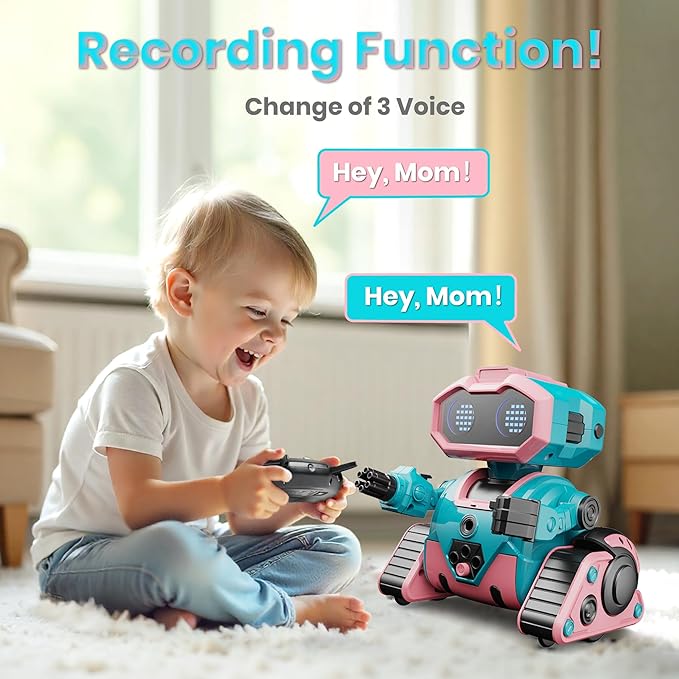 Robot Toys for Boys Girls,Rechargeable RC Robot for Kids with Programmable,Auto-Demonstration,Dance Moves,Music, LED Eyes,Gift for Children Age 3+ Years