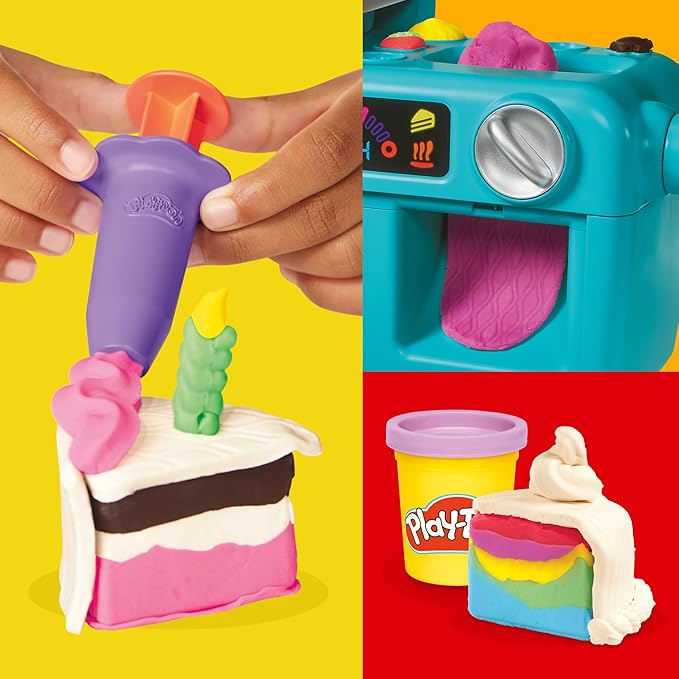 Play-Doh Super Slice Cake Playset, Toy Oven with Play Kitchen Accessories & 11 Modeling Compound Cans, Kids Arts & Crafts,, Ages 3+