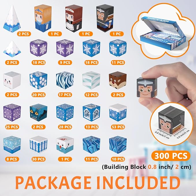Vdealen 300 PCS Magnetic Blocks-Magnetic Building Blocks, Stacking Magnetic Cubes Toy for Kids, STEM Montessori Sensory Toys for Boys and Girls Age 3 4 5 6 7 8 9 10 11 12 Christmas Birthday Gift