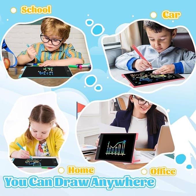 EooCoo Toys for Ages 3-8, Drawing Board 2 Pack, 12 Inch LCD Writing Tablet, Electronic Drawing Tablet, Girl/Boy Birthday Gift, Kids Toys, Drawing Pad Girls Gifts, Kids Travel Essential