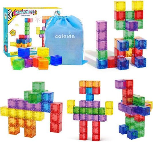 1.4 inch Large Magnetic Blocks for Kids, 30pcs Magnet Building Blocks, Preschool STEM Sensory Montessori Stacking Cubes Educational Building Toys for 3 4 5 6 7 8 Year Old Boys Girls