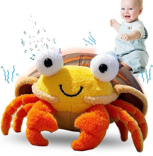 Baby Crawling Toys 12-18 Months - Musical Crawling Crab Plush Toy with 40+ Songs, Recording Features - Dancing Walking Moving Bouncing Learning Toy for 1 Year Old Boy Girl Babies Toddlers