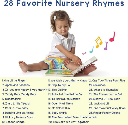LEARNING BUGS Fun Favorite Nursery Rhymes – Sing Along with 28 Nursery Rhymes, Musical Books for Toddlers, 28-Button Music Book, Musical Toys for Toddlers 1-3