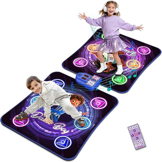 ANNKIE Dance Mat Toys for 3-12 Year Old Kids, 2-Player Dance Pad for Grils Boys with Light Up 12-Buttons, Music Dance Toy with 5 Modes Game, Birthday Xmas Gifts for 3 4 5 6 7 8 9 10+ Year Old Kids