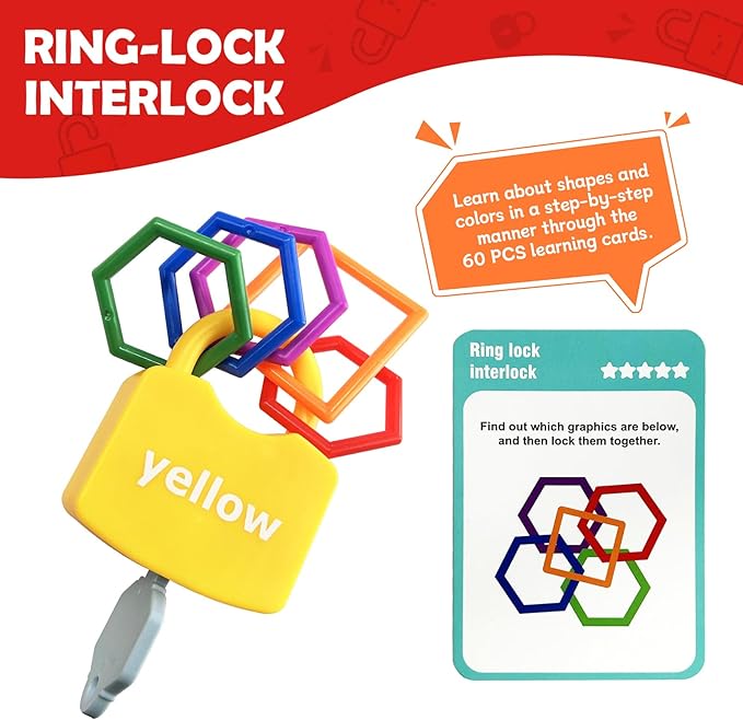 Xylolin Preschool Shape Sorting Matching Learning Locks with Keys Toys for Toddlers, Color Recognition Toy Set,Montessori Educational Fine Motor Skills Toy for Kids Ages 3+