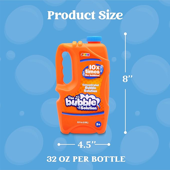 JOYIN 2 Bottles Bubbles Refill Solutions 64 oz (up to 5 Gallon), Concentrated Solution for Bubble Machine, Gun, Wand Refill Fluid Summer, Easter Toys(Orange+Blue)