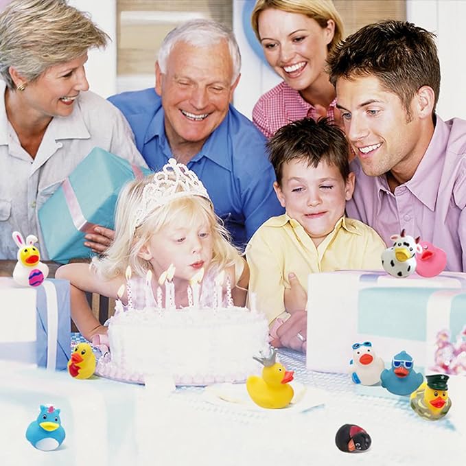 XY-WQ 200 Pack Rubber Duck for Jeeps Ducking - 2.3 Inch Bulk Floater Duck for Kids - Baby Bath Toy Assortment - Party Favors, Birthdays, Bath Time, and More (50 Varieties)