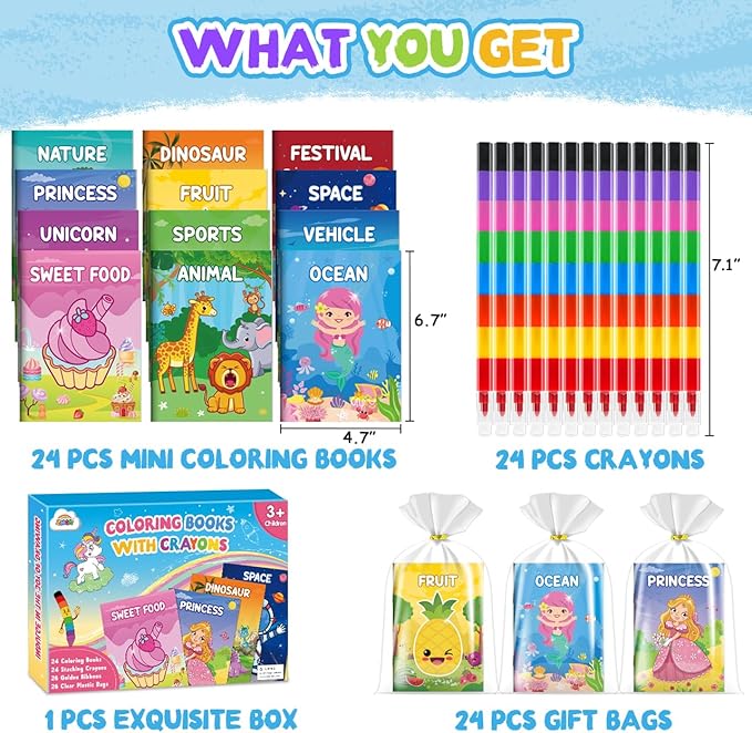 ZMLM Coloring Books for Kids Party Favors: Bulk Crayons Mini Coloring Books for Kids Ages 4-8 Birthday Goodie Bags Stuffers Toddlers Return Gifts Classroom Prizes