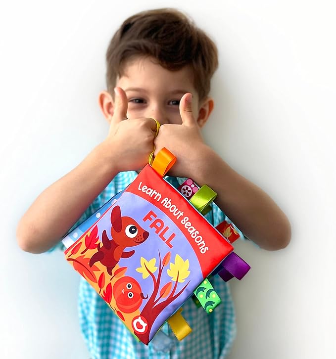 BabyBibi Cloth Books for Babies - Learn About Seasons, Playful Illustrations, Crinkle Pages & Cute Characters - for Babies 24 Months Old(Set of 4)