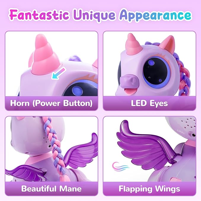 SGILE Remote Control Robot, Unicorn Toy with Interactive Gesture Sense and Music Dance, Preschool STEM Learning Remote Control Pet for Toddler Kids Girls Boys, Purple