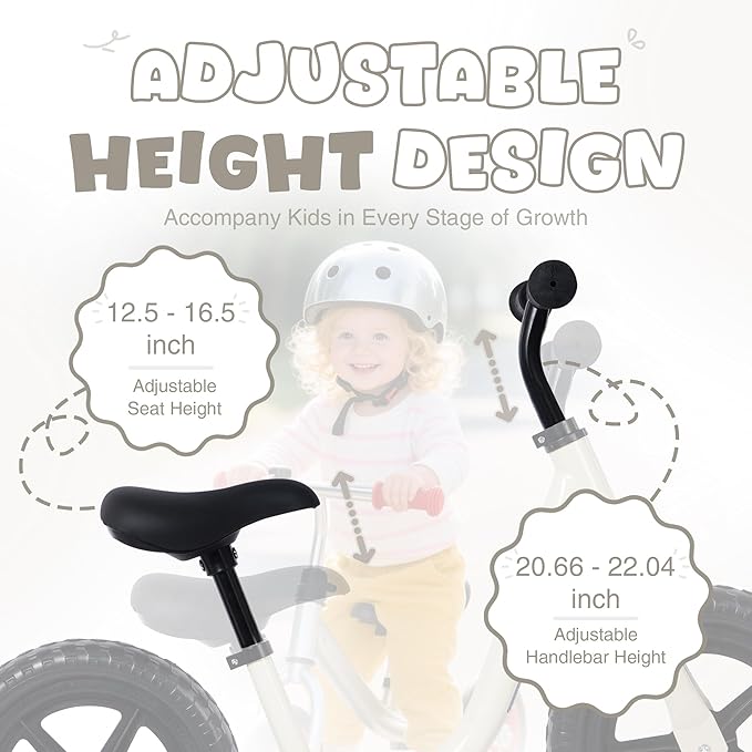 MEGHNA Toddler Balance Bike Kids Toy Aged 2-5 Years Old with Safety Footrest Adjustable Height Seat and Handlebar Strider Bike 8 inch Wheel for Over 18 Months Baby Toddler Kids, Easy to Assembly