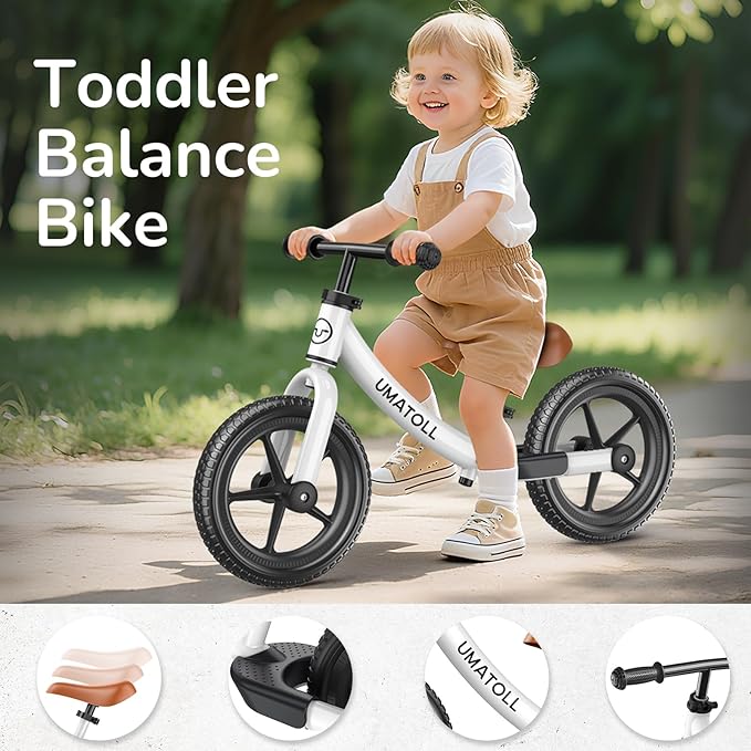 Umatoll Toddler Balance Bike 2 Year Old, Kids Bike Toy for 18 Months to 5 Years Old, Tool-Free Adjustment, Birthday Gifts for 2-3 Boys Girls, No Pedal