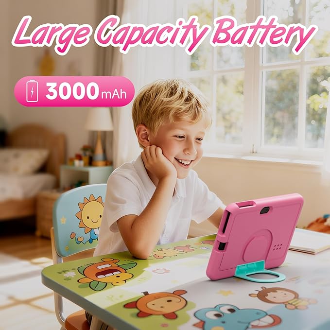 Kids Tablet, 7 inch Android Tablet for Kids, 4GB RAM 32GB ROM 1TB Expand, Toddler Tablets with Parental Control, IPS Screen, Dual Camera, Educational, Games, Shockproof Case for Boys/Girls (Pink)