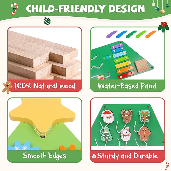 Wooden Montessori Wall Busy Board, Sensory Wall Panel for Kids, Toddler Interactive Learning Toy Activity Center Playroom Must Haves, Ideal for Homeschool Classroom Nursery Waiting Room