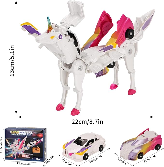 Car Toy transformable Unicorn, Sports car Collision Magic Unicorn, Children's transformable car Robot Suitable for Boys and Girls