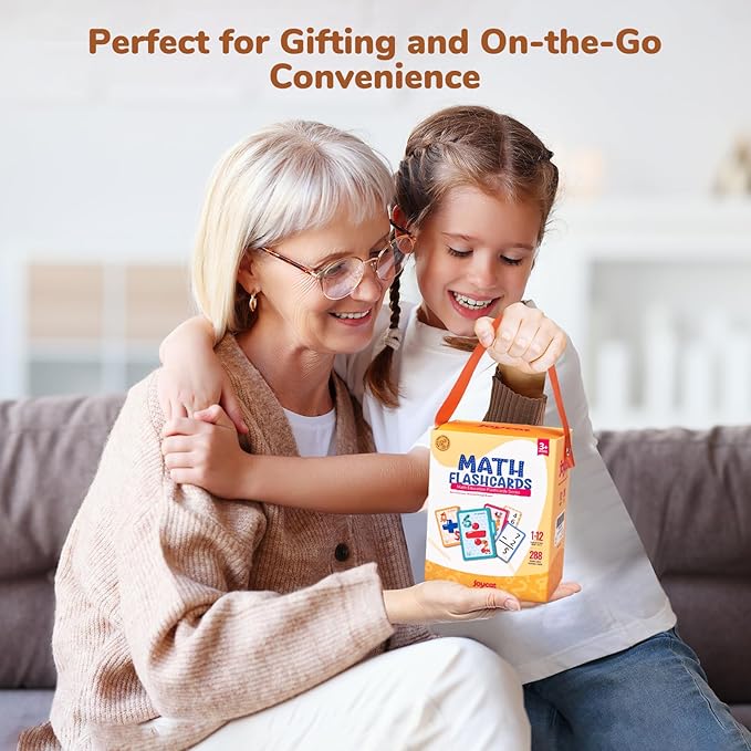 JoyCat 288 Math Flash Cards Set of 4- Multiplication, Division, Addition and Subtraction Flashcards for Kids 1st 2nd 3rd 4th 5th Grade or Kindergarten Homeschool Supplies