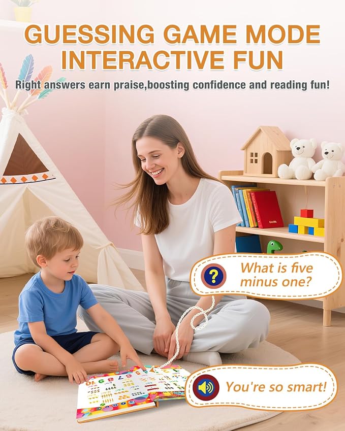 English Interactive Sound Book for Kid,Alphabet & Number Talking Book for Toddlers Age 3-5,Preschool ABC Learning Travel Toy for Boys Girls Birthday Gift 3 4 5 6 Year Old,Sensory Autism Toy,600+ Audio