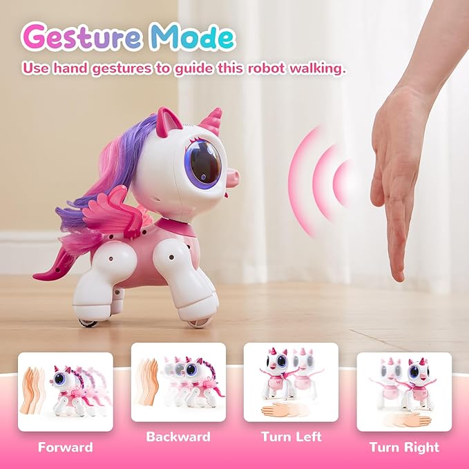 SGILE Kids Toys Rechargeable RC Robots, Remote Control Toy with Auto-Demonstration Pink