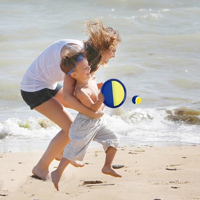 Ball Catch Paddle Set Games - Upgraded Version Beach Toys Pool Backyard Camping,Outdoor Game,Toss Catch for Ages 3 4 5 6 7 8-12,Kids Family Games Gifts (4 Rackets 4Balls)