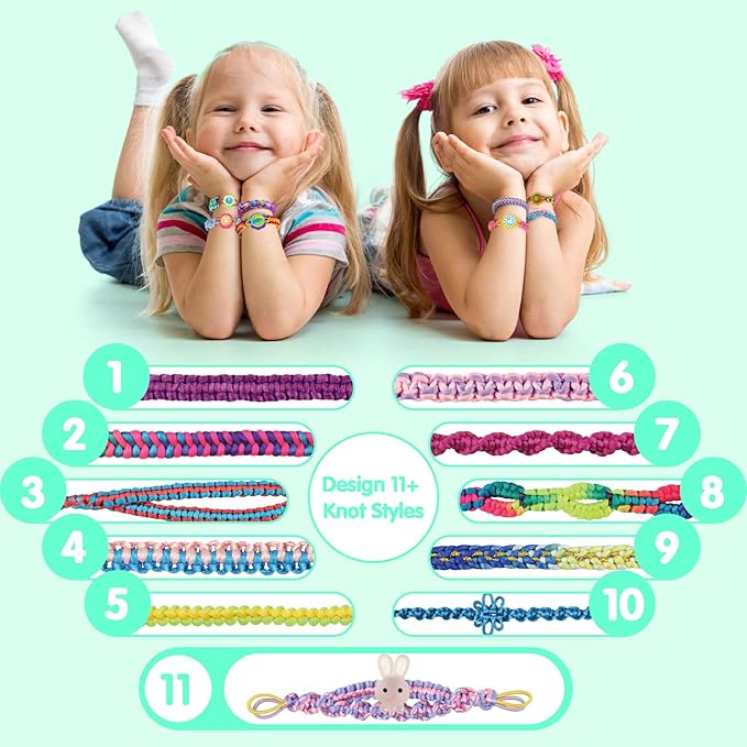 BIRANCO. DIY String Crafts Toy for Kids Ages 6-12, Friendship Bracelet Making Kit for Girls 7 8 9 10 11 Years Old, Great Birthday Gift Idea for Teen Girl-Carrot Style